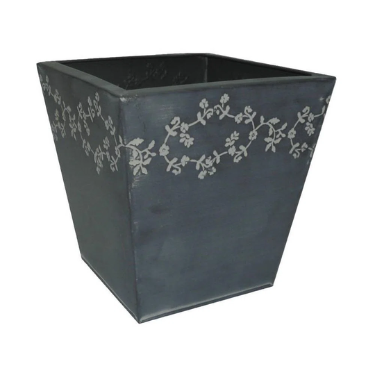 Square Zinc Planter With Flowers Height 22.5Cm
