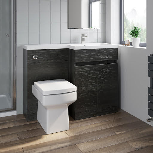 Artis Flat Pack Basin Vanity Unit & Royan Toilet Combination - 1100mm Charcoal Grey Right Hand