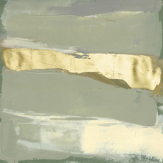Sage and Gold Swipe III by Jennifer Goldberger - Wrapped Canvas Painting