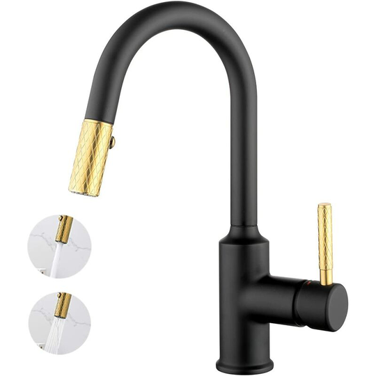 Single Lever Kitchen Mixer with 2 Jets Concealed Single Lever Hand Shower for Kitchen Sink Brass Gold Black
