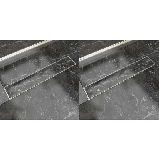 Linear Shower Drain 2 pcs 630x140 mm Stainless Steel VD18837 - Hommoo
