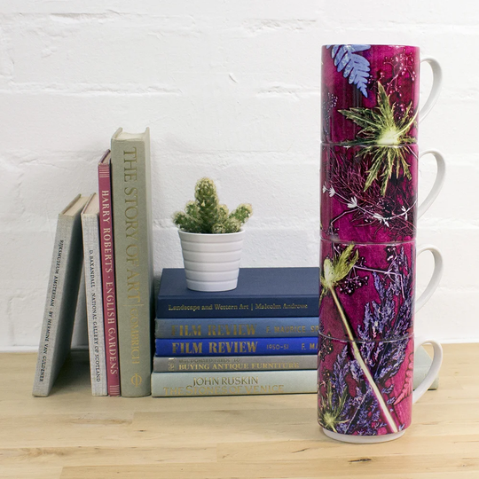 4 Piece Stacking Mug Set in Pink