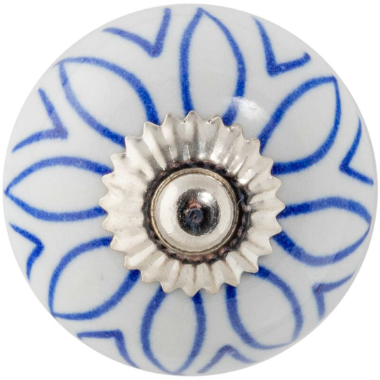 Round Ceramic Cabinet Knob - Light Blue - Nicola Spring