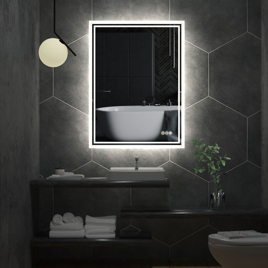 Modern Bathroom Mirror Illuminated led Light Makeup Mirror with Sensor Touch control Warm White Light, 500 x 700mm