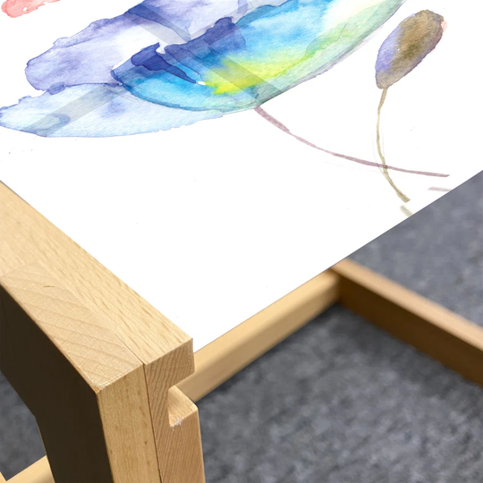 Watercolor Flower Coffee Table, Summer Flowers In Retro Style Painting Effect Nature Is Art, Acrylic Glass Center Table With Wooden Frame For Offices