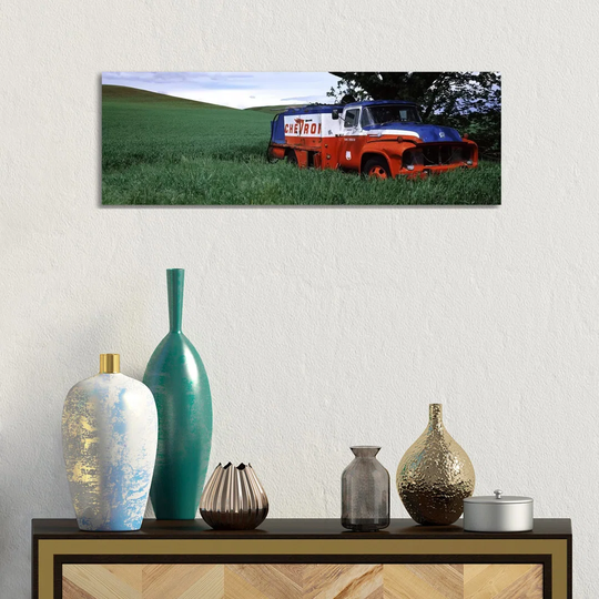 Antique Gas Truck On A Landscape, Palouse, Whitman County, Washington State, USA