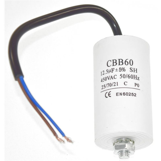 Universal 12.5UF Capacitor with 18cm Cable Connectors