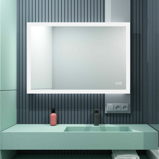 600 x 800mm Illuminated led Bathroom Mirror with Demister Pad Touch Sensor 3 Color Dimmable Wall Mounted Vertical Horizontal - Miqu