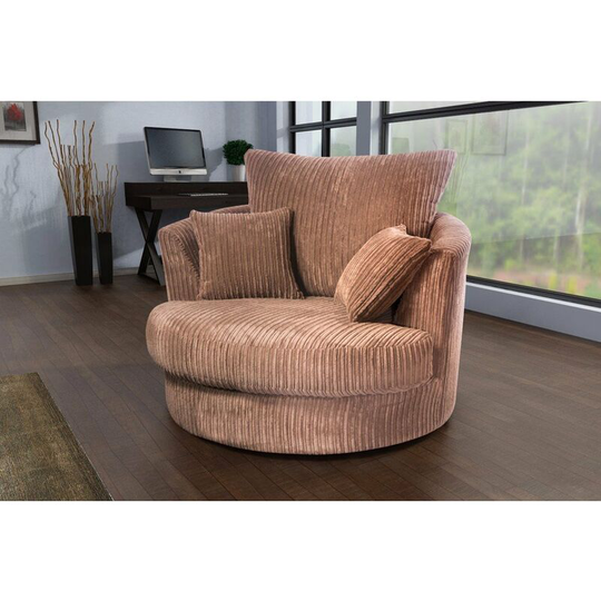 Logan Swivel Chair/Armchair Fabric Jumbo Cord Coffee - Coffee