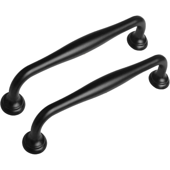 Soekavia - Set of 12 Vintage Black Cabinet Pulls for Drawer, Dresser Pulls, Curved Arch Door Handles (12, Center Hole 96mm)