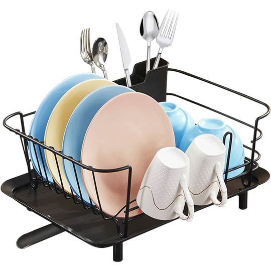 Dksfjkl - Stainless steel dish drainer with removable drain tray and cutlery drainer for kitchen