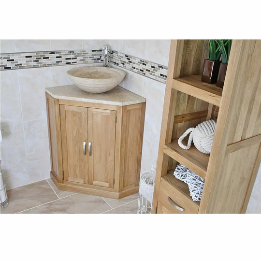 Debose Solid Oak 550mm Free-Standing Vanity Unit