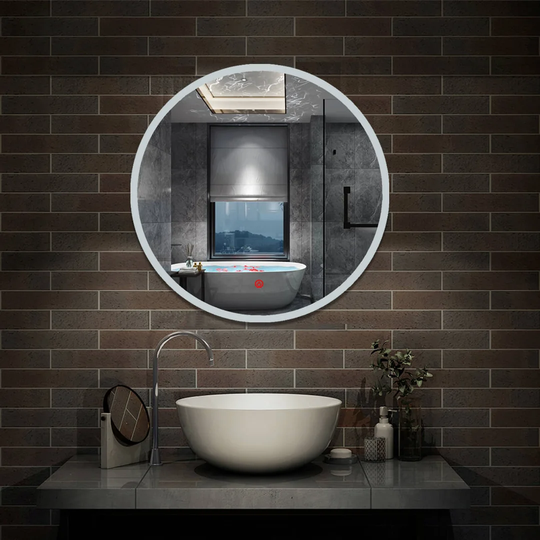 Decorative Round Bathroom Mirror With LED Lights 600X600