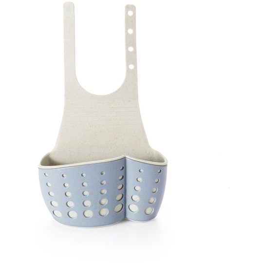 Kitchen Sink Faucet Hanging Bag Wheat Fiber Double-deck Drain Basket Storage Rack Supplies Tools of Kitchen,model:Blue - model:Blue