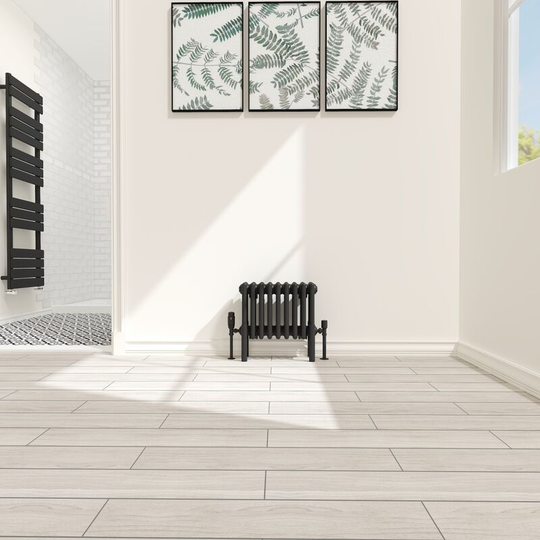 Traditional 4 Column Radiator Cast Iron Style Heating Rads Horizontal Black 300x425mm