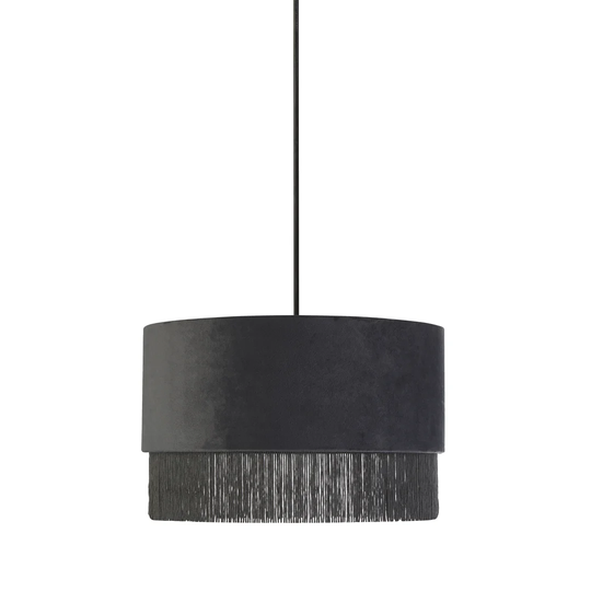 Fringe 32cm Velvet Drum Pendant Shade