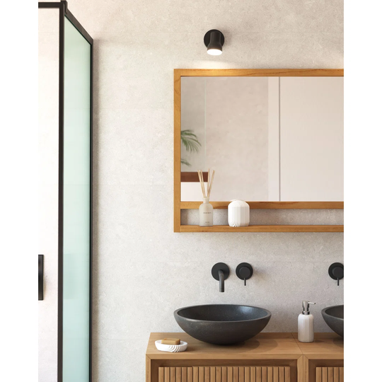 Alda Black Stone Circular Bathroom Sink with Overflow