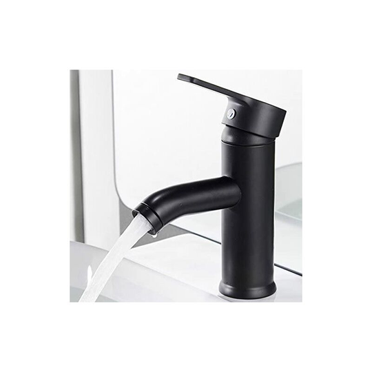 Matte Black Faucet Copper Bathroom Sink Mixer Tap Matte Hot Cold Water Basin Sleek faucets and retro design Single hole lever faucet Durable basin