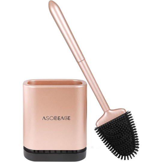 Toilet Brush, Silicone Toilet Brush with Quick Dry Holder for Bathroom Toilet (or)