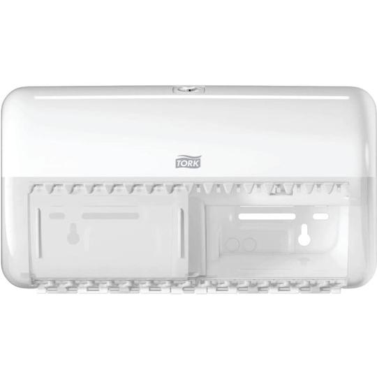 557000 White Twin Toilet Roll Dispenser - White - Tork