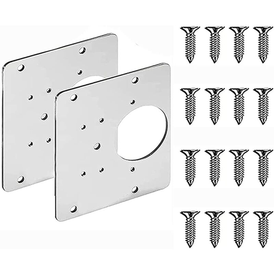 2Pcs Hinge Repair Brackets, Cabinet Hinge Repair Plate, Kitchen Cupboard Door Hinge Repair Plate Kit with Hole, Mounting Screws for Cabinet Furniture