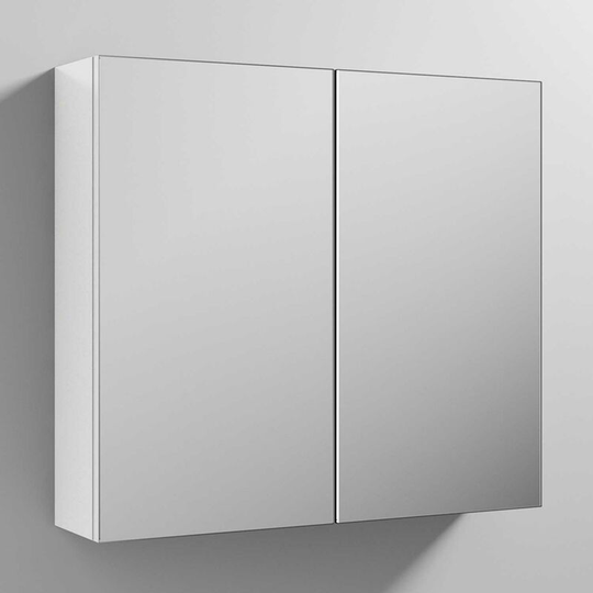 Athena Mirrored Cabinet (50/50) 800mm Wide - Gloss White - Nuie
