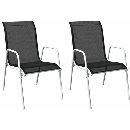 Stackable Garden Chairs 2 pcs Steel and Textilene Black Vidaxl Black