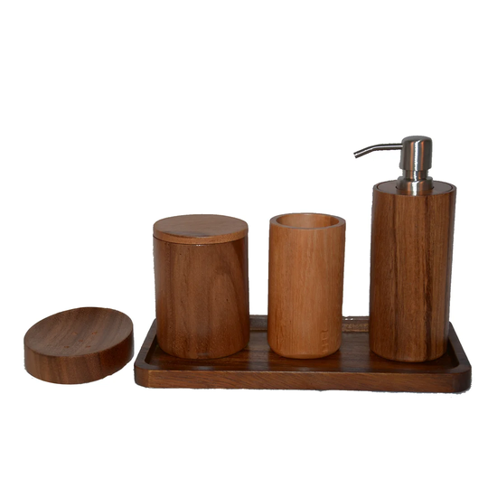 Zion Timber Craft 5 Piece Bathroom Accessory Set