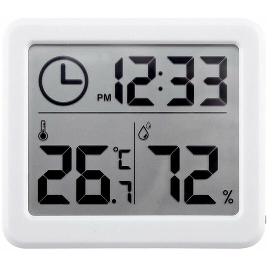 Electronic digital hygrometer time temperature humidity meter gauge display lcd backlight interior thermometer hygrometer with sticker for garden