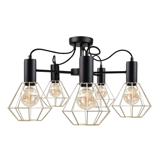 Lars Black/gold 5-light Chandelier