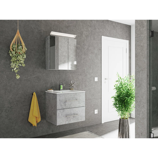 3-tlg. Badmöbel-Set Wingil mit LED-Spiegelschrank