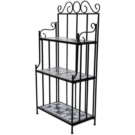 Topdeal Plant Stand Plant Display Black White Mosaic Pattern VDFF26370_UK