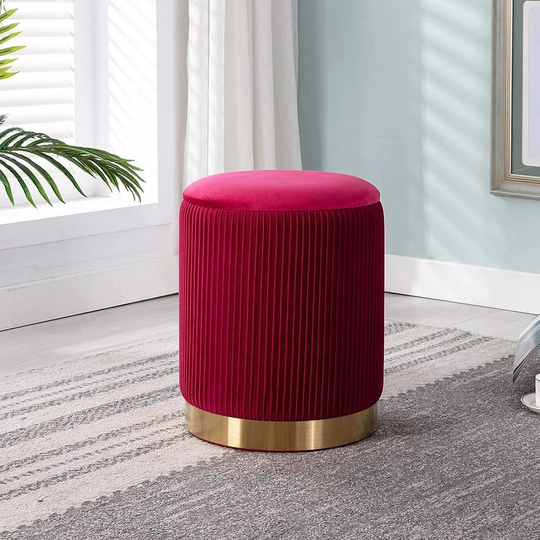 Leif 36Cm Wide Velvet Tufted Round Storage Ottoman