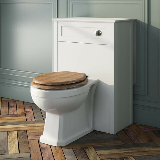 Thebathco - The Bath Co. Camberley back to wall toilet with solid oak soft close seat - White/Oak