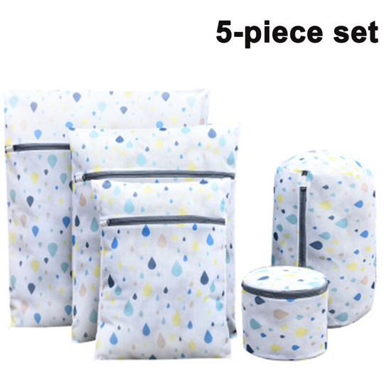5Pcs Mesh Laundry Bags for Delicates with Cute Prints, Travel Storage Organizer Pack, Garment Washing Bags for Clothes, Bras, Underwear, Socks,