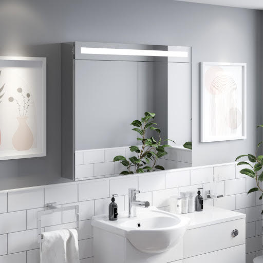 Artis Lux LED Aluminium Mirror Cabinet with Demister Pad and Shaver Socket 700x800mm - Mains Power