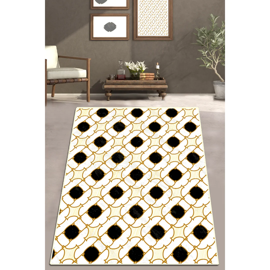 Ankeny Linea Dorada Shaggy Black/White/Gold Rug