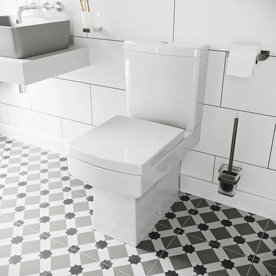 Baylis Close Coupled Toilet Button Flush and Soft Close Seat