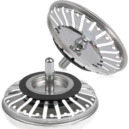Gift - 2pcs Sink Strainer/Sink Plug Stopper Hole Kitchen/Bathroom Strainer Diameter 84mm with Ball End, Stainless Steel
