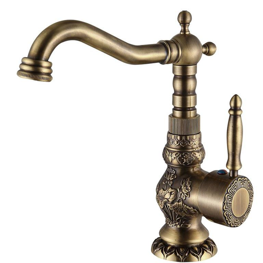 Antique Brass Kitchen Bathroom Faucet Mixer Tap Deck Mounted Single Handle