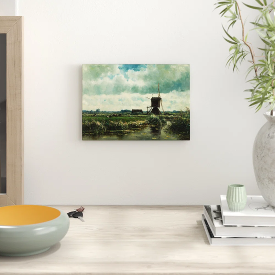 'Landscape Windmill' by Willem Roelofs Painting print