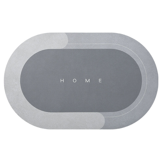 Non-Slip Absorbent Bath Mat ,BR-Vie Kitchen Rug Fluffy Bathroom Rug Soft Microfiber Shower Mat, Quick Drying, Machine Washable (Grey Oval, 40 x 60 cm)