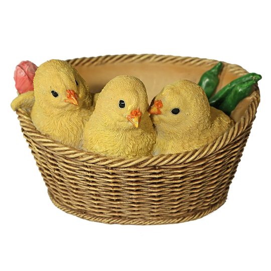 Chicks in a Basket Figurine