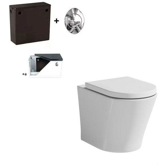 Mode - Tate rimless back to wall toilet with soft close seat and bottom inlet concealed cistern - White