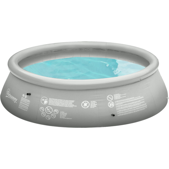 Round Inflatable Swimming Pool Family-Sized Blow Up Pool 274x76cm Grey - Grey - Outsunny