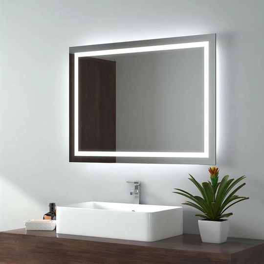 Bathroom Mirror with Lights 600 x 800 mm, Bathroom led Mirror with Demister Pad - 600x800mm/Wall Switch+Demister - Emke