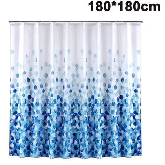 Shower Curtain Waterproof Anti-mold Shower Curtain Made of Polyester Fabric. Washable Bathtub Curtain with 12 Shower Curtain Rings Blue 180x180cm