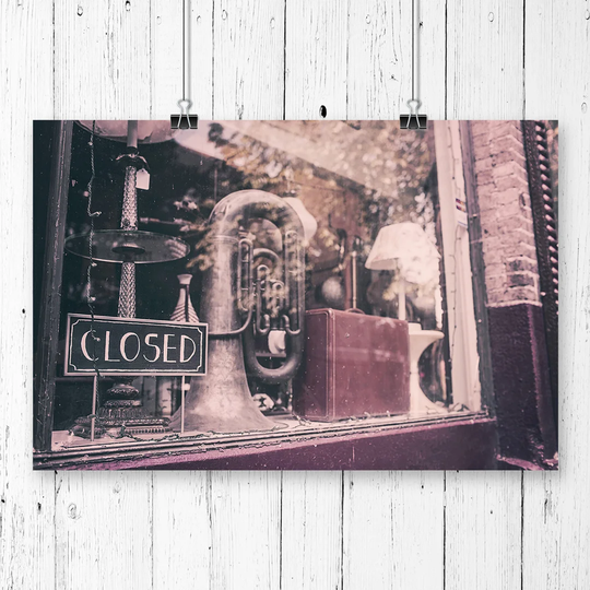 'Vintage Shop Closed' Graphic Art