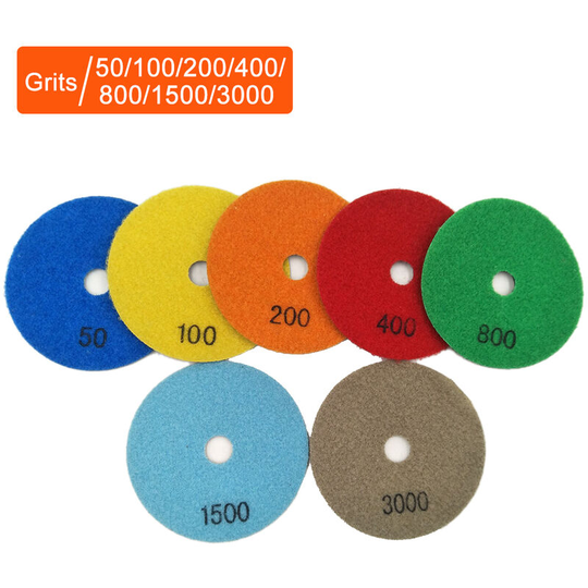Four-inch dry grinding pads, 7-piece set combination (50/100/200/400/800/1500/3000 tablets each)