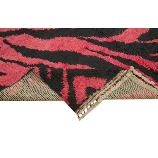 One-of-a-Kind Cressex Hand-Knotted 1960s 236cm x 343cm Area Rug in Pink/Black